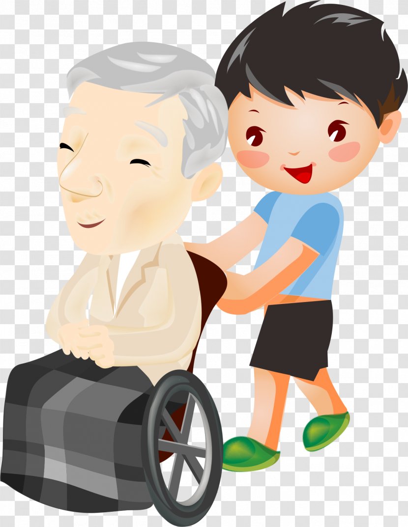 Wheelchair Old Man Age - Silhouette - Little Boy Transparent PNG