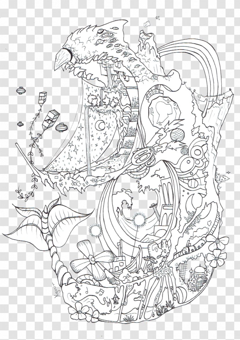 Wizard Howl Howl's Moving Castle Line Art Sophie Hatter Coloring Book - Silhouette - Totoro Pages Transparent PNG