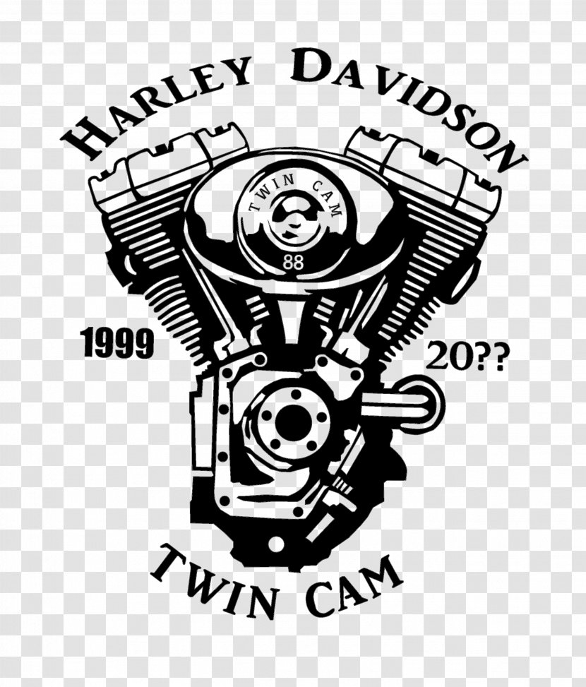 Logo Brand Mabua Harley-Davidson White - Monochrome Photography - Harleydavidson Twin Cam Engine Transparent PNG