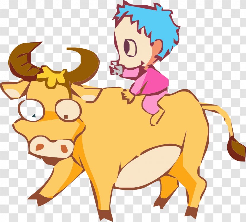 Cattle Bull Clip Art - Man - The Little Boy Riding A Transparent PNG