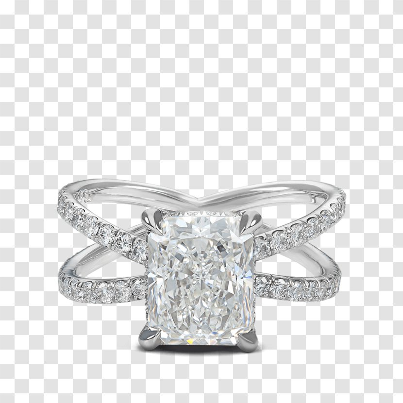 Engagement Ring Solitaire Diamond - Platinum - Criss-cross Transparent PNG