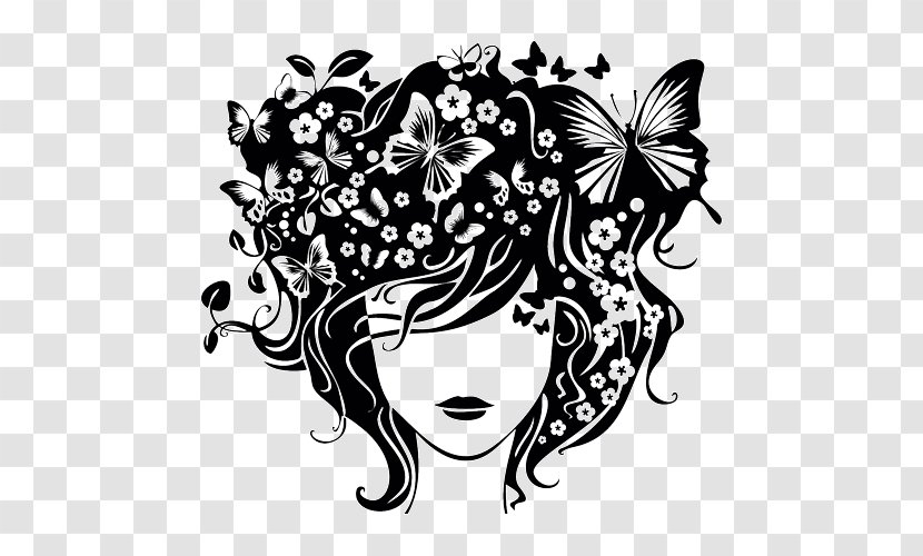 Wall Decal Butterfly Hair Woman - Cartoon Transparent PNG