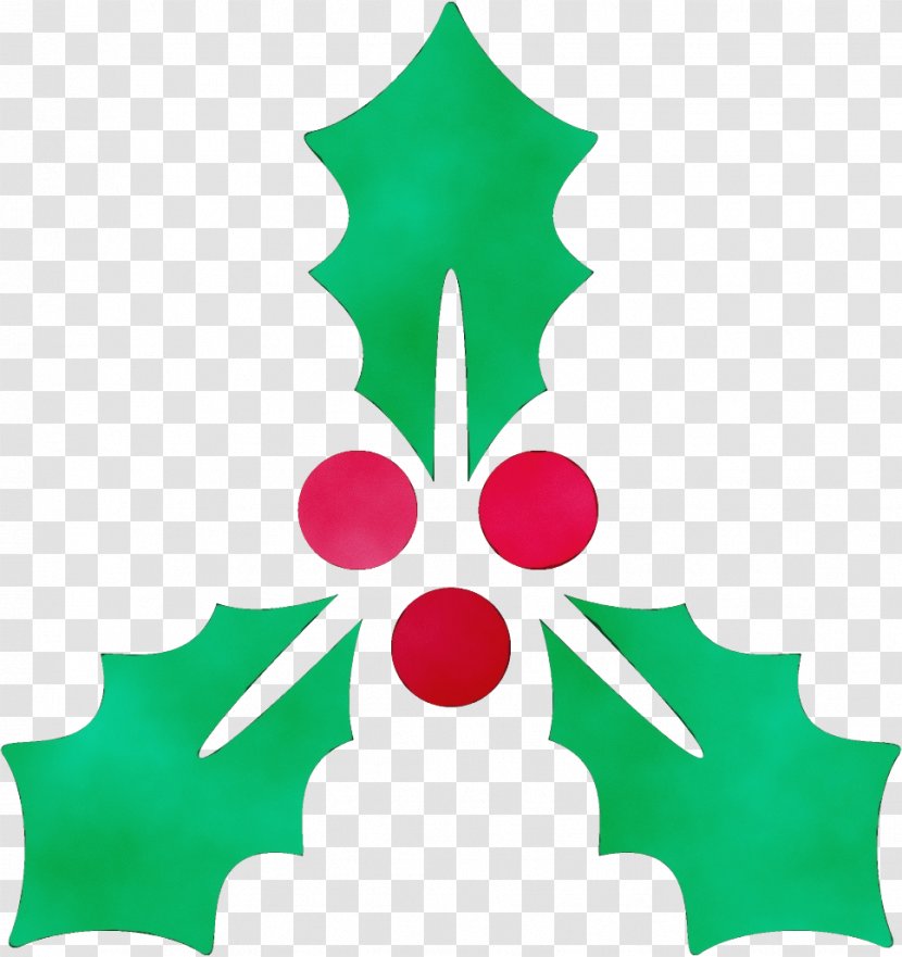 Holly - Watercolor - Pine Green Transparent PNG