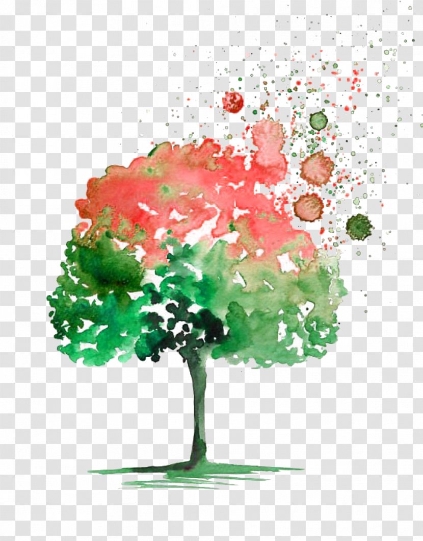 Watercolor Painting Tree Drawing - Illustration - Picture Material Transparent PNG