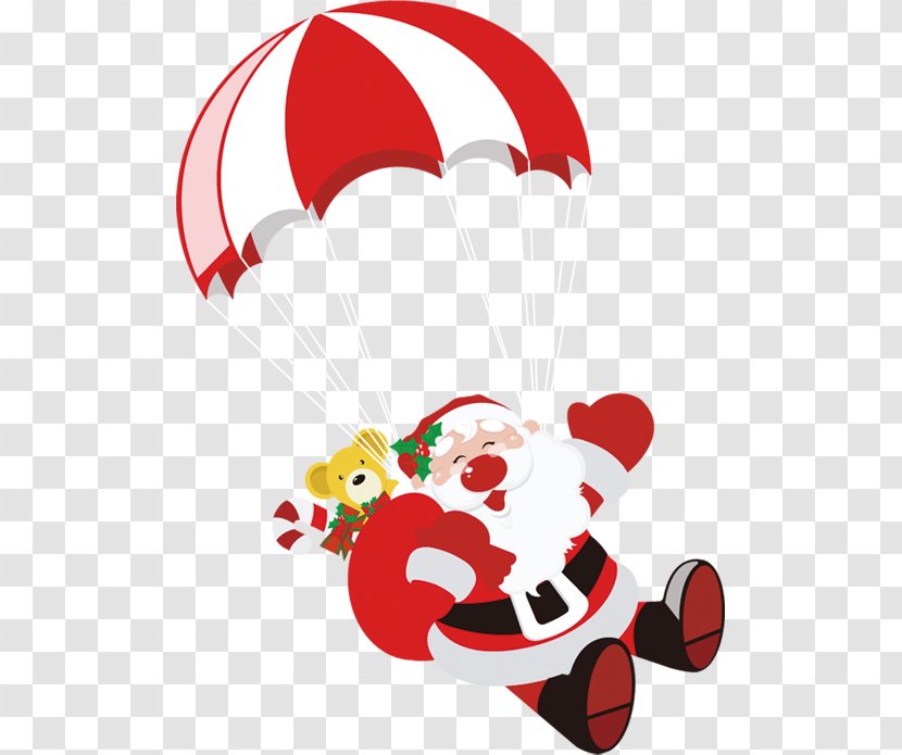 Santa Claus Christmas Parachute Clip Art - Area - FIG. Transparent PNG