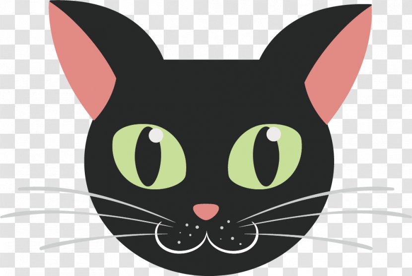 Black Cat Kitten - Tabby - Cartoon Face Transparent PNG