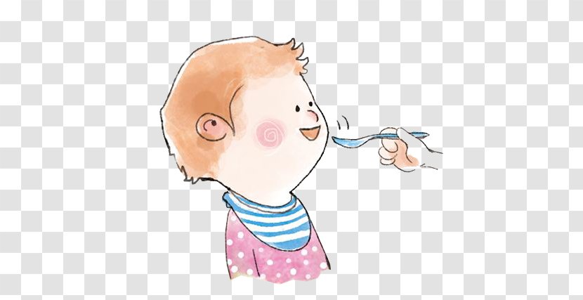 Eating Breakfast Child Illustration - Flower - Hand Painted Illustration, Mommy Feeds Baby Transparent PNG