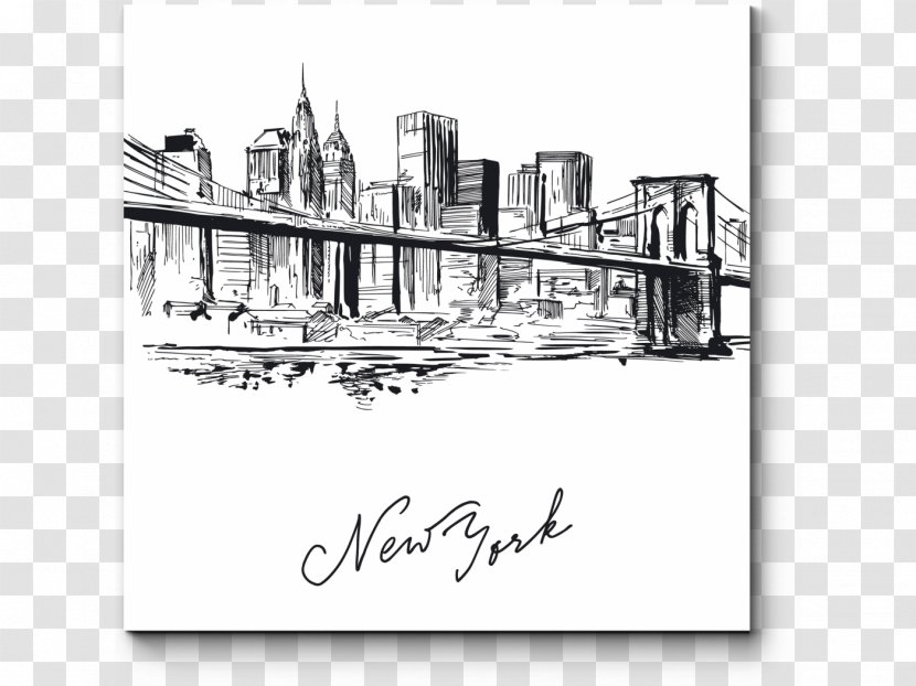 New York City Drawing Vector Graphics Skyline Illustration - Text - Silhouette Transparent PNG