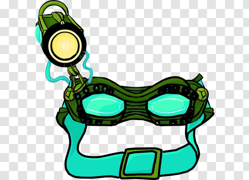 Goggles Club Penguin Glasses Eyewear Video Game - Green Transparent PNG