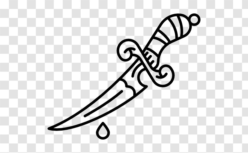 Knife Dagger Weapon Old School (tattoo) - Black And White - Bloody Clipart Transparent PNG
