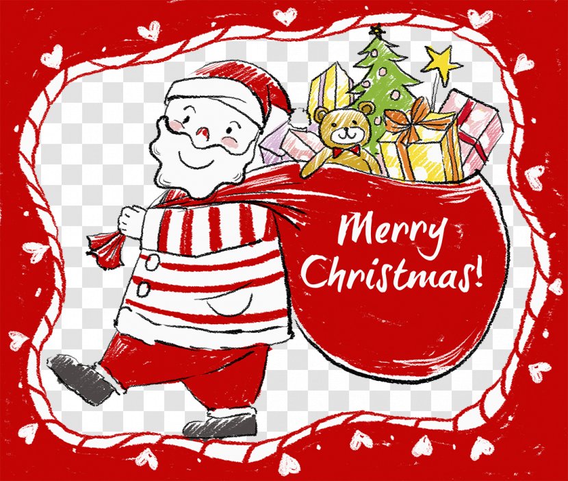 Père Noël Santa Claus Christmas Tree Gift - Lovely Style Hand-painted Illustrations Transparent PNG