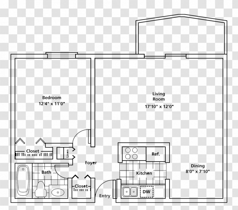 Floor Plan Fairview Village Apartments Cleveland - Drawing - Apartment Transparent PNG
