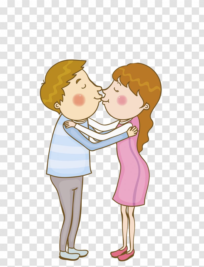 Kiss Hug Couple Illustration - Cartoon - Kissing Scenes Transparent PNG