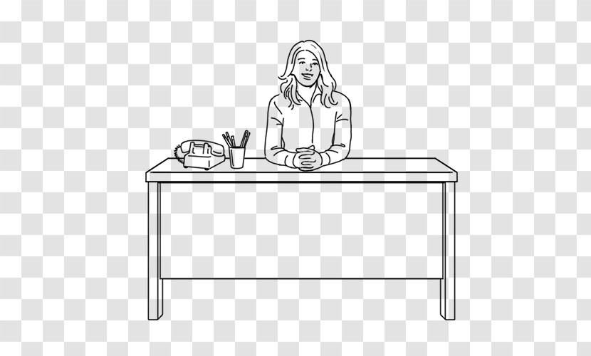 Table Drawing Desk Line Art Woman - Couch - Illustration Transparent PNG