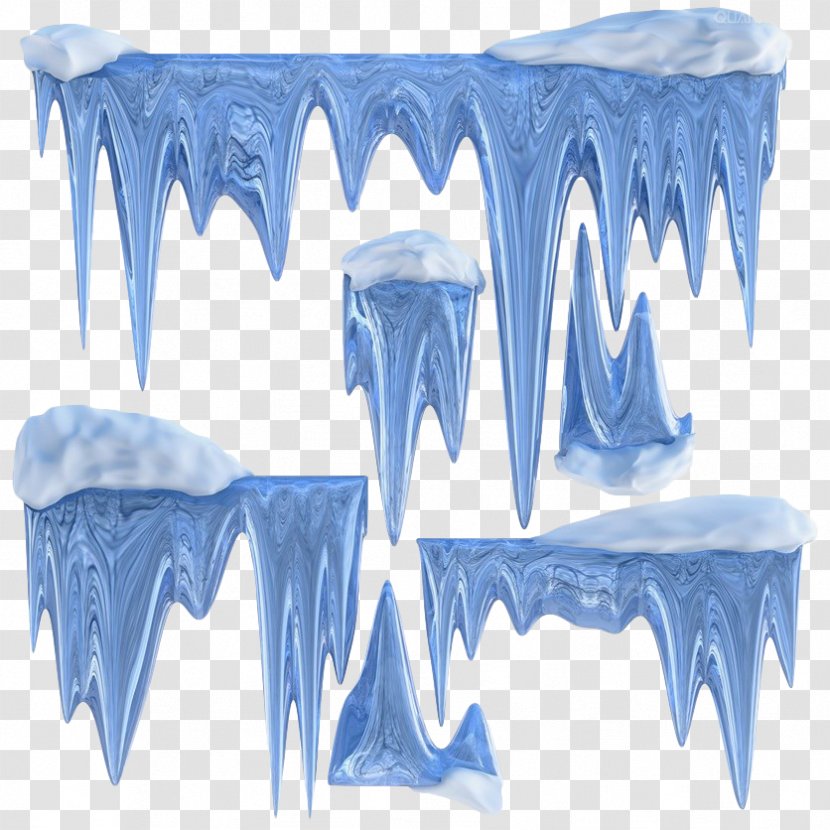 Icicle Ice - Melting - Hand Painted Blue Icicles Transparent PNG