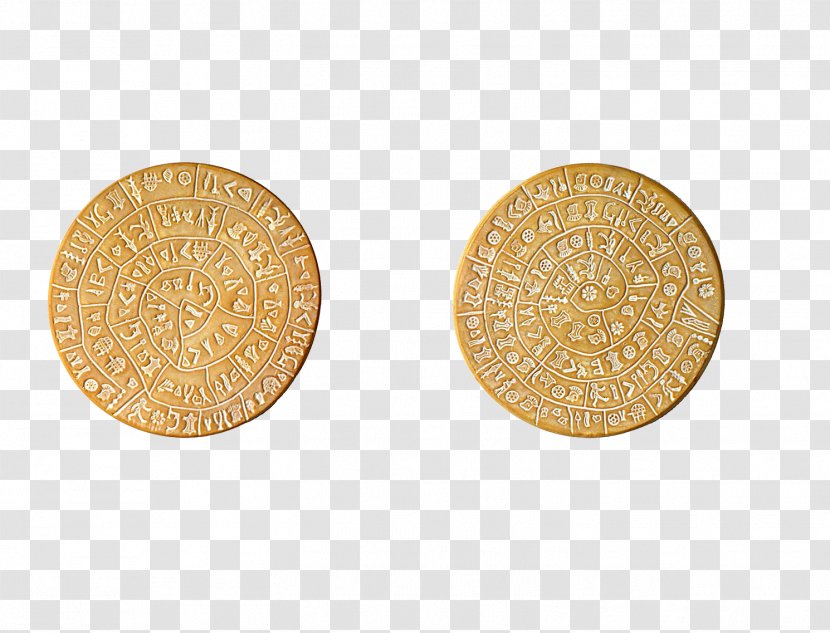 Phaistos Disc Coin Gold Sterling Silver - Bracelet - Wood Carving Transparent PNG