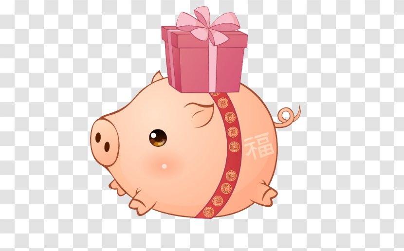 Chinese New Year Fu Pig Illustration Design - Snout - Sales Cartoon Transparent PNG