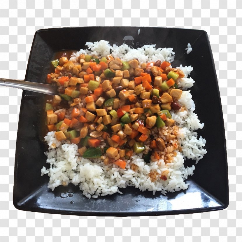 Kung Pao Chicken Vegetarian Cuisine Cooked Rice - Commodity - Steaming Bowl Transparent PNG