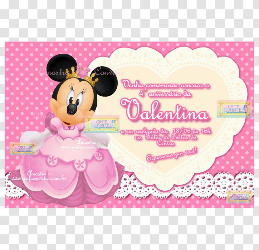 Minnie Mouse Mickey Princess Aurora Convite Digital Art - Pink Transparent PNG