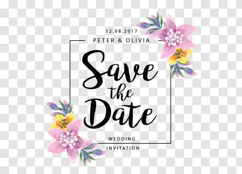 Wedding Save The Date - Floral Design - Flowers Border Transparent PNG