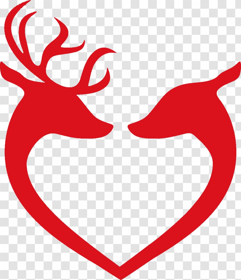 Deer Heart Silhouette Clip Art - Flower - Red Transparent PNG