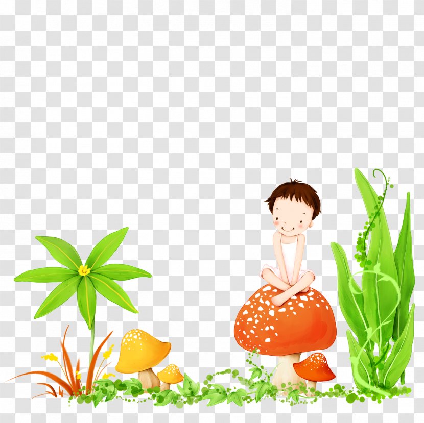 Child Illustrator Illustration - Food - A Sitting On Mushroom Transparent PNG