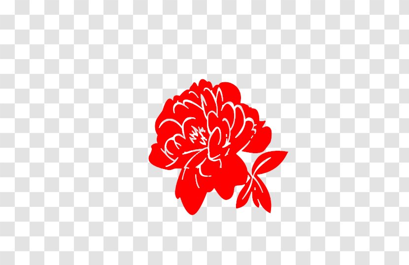 Papercutting Chinese Paper Cutting Moutan Peony - New Year - Red Paper-cut Window Grilles Transparent PNG