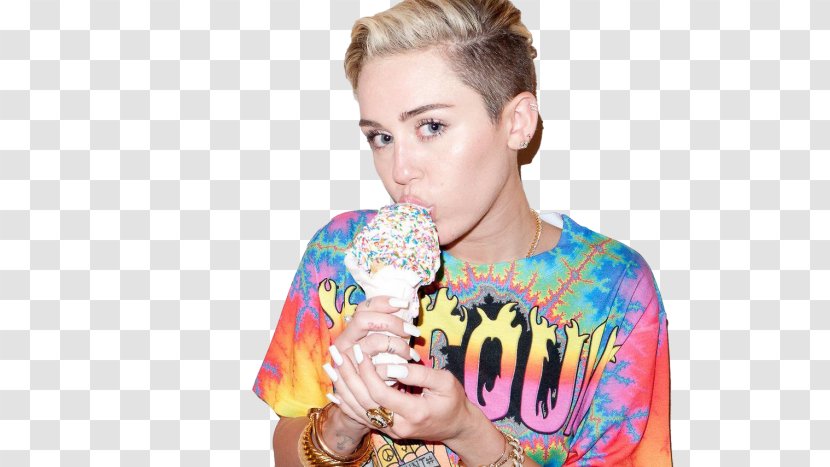 Miley Cyrus Ice Cream Cones Photo Shoot - Watercolor Transparent PNG