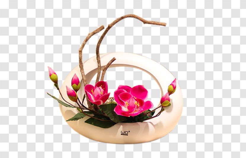 Artificial Flower Ceramic - Vase - Magnolia Floral Living Room Window Table Ceramics Transparent PNG
