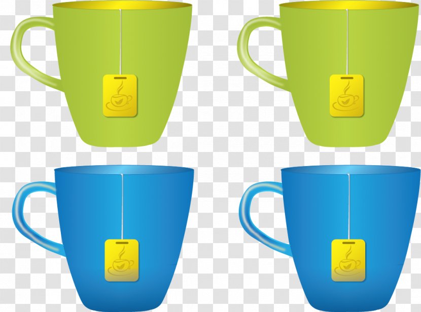 Green Tea Coffee Cup Mug Blue Transparent PNG