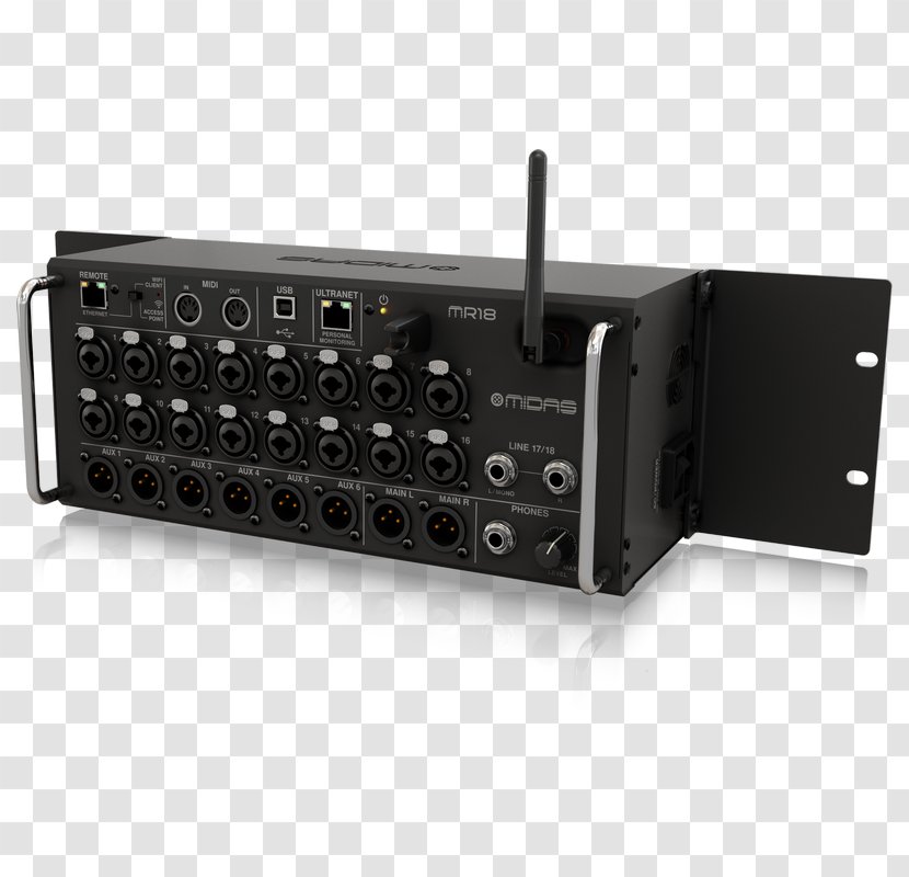 Digital Mixing Console Audio Mixers Midas MR18 Consoles M32R - Electronic Instrument Transparent PNG