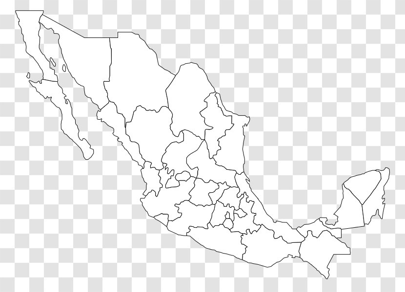 Flag Of Mexico Blank Map - Line Art Transparent PNG