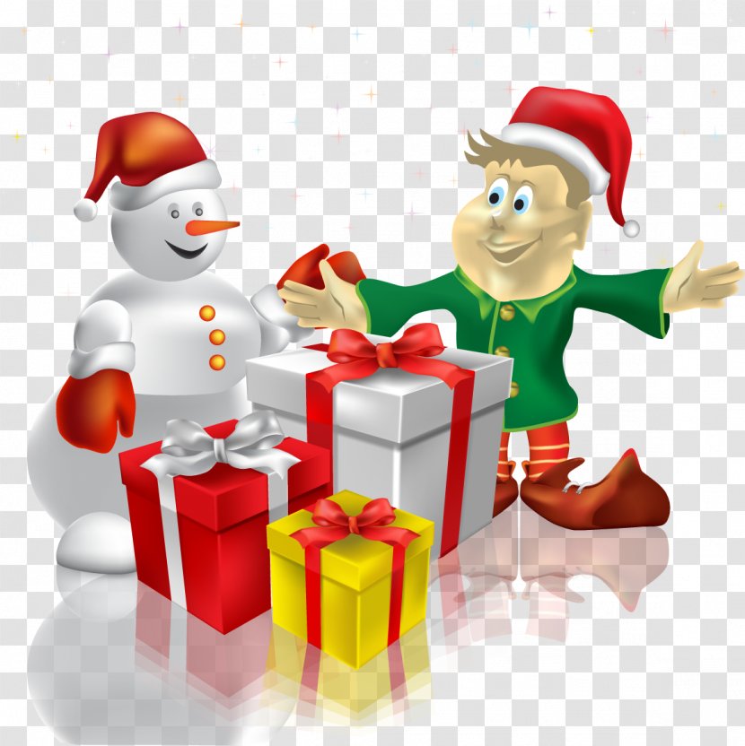 Santa Claus Snowman Christmas Gift - Decoration - Vector And Gifts Transparent PNG