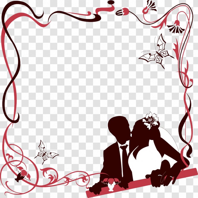 Marriage White Illustration - Heart - Wedding Border Transparent PNG