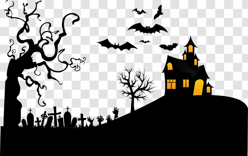 Haunted Night Tomb Bat Withered Vector - Tree - Logo Transparent PNG