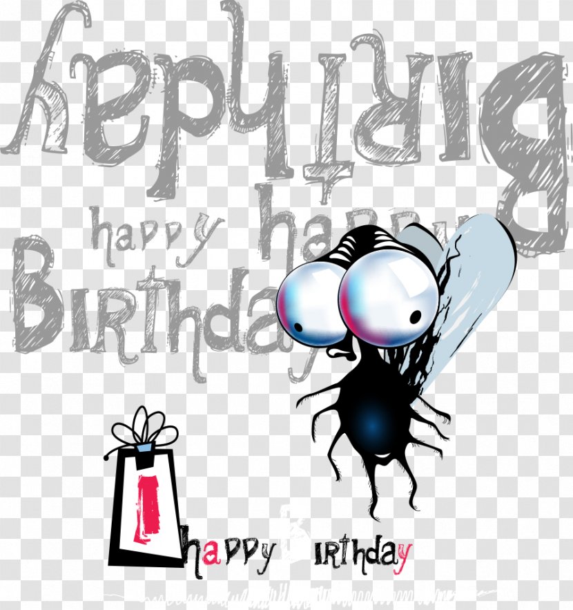 Birthday Cake Gift Clip Art - Greeting Card - Vector Cartoon Bee Transparent PNG
