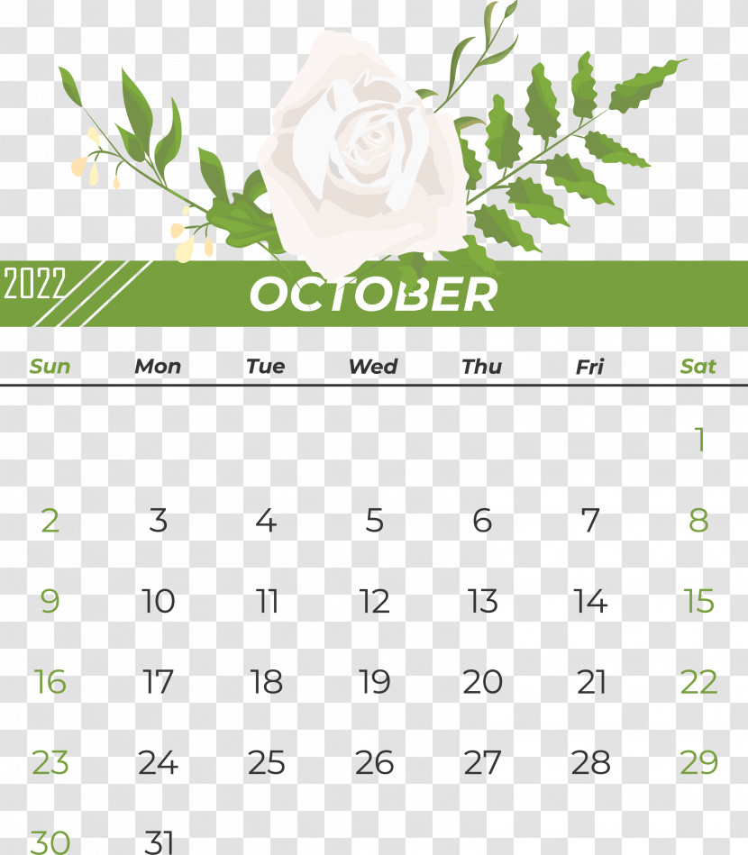Flower Line Font Calendar Green Transparent PNG
