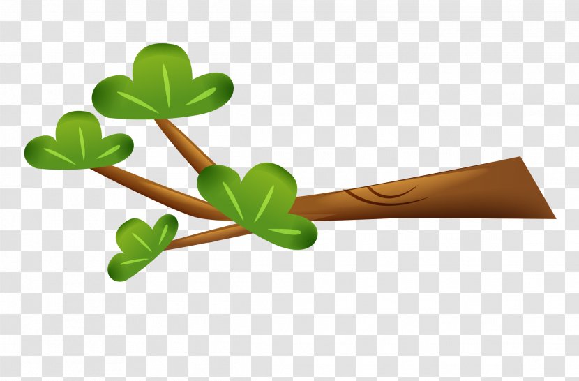 Leaf Branch Animation Cartoon - Tree Branches Green Leaves Transparent PNG