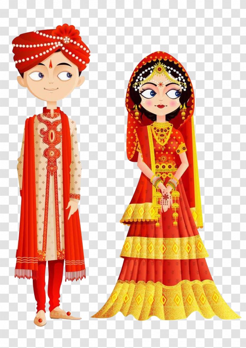 India Wedding Invitation Bride Clip Art - Traditional Indian Dress Transparent PNG