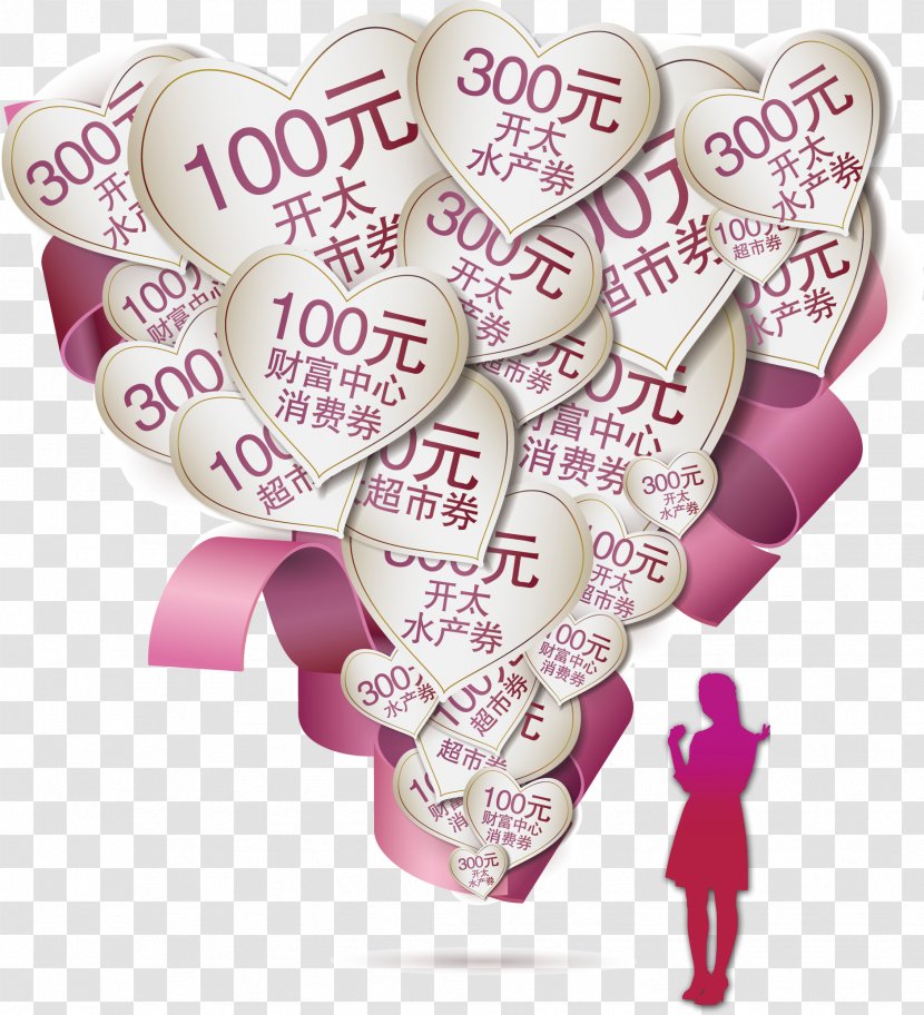 Heart Valentines Day International Womens - Pink - Women's Coupons Transparent PNG