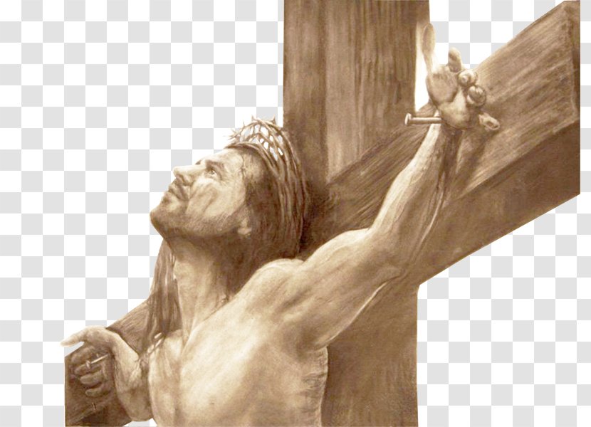 Drawing Christian Cross Crucifixion Of Jesus Sketch - Classical Sculpture - Religi Transparent PNG
