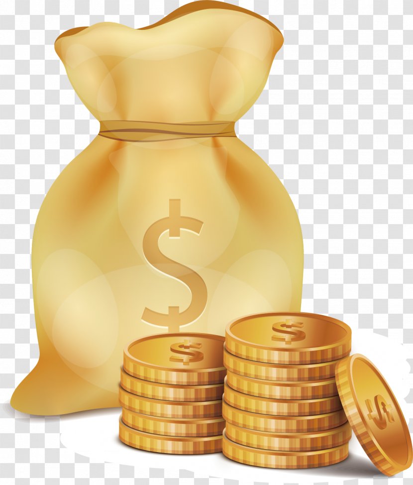 Coin Bag Gold - Purse Material Picture Transparent PNG