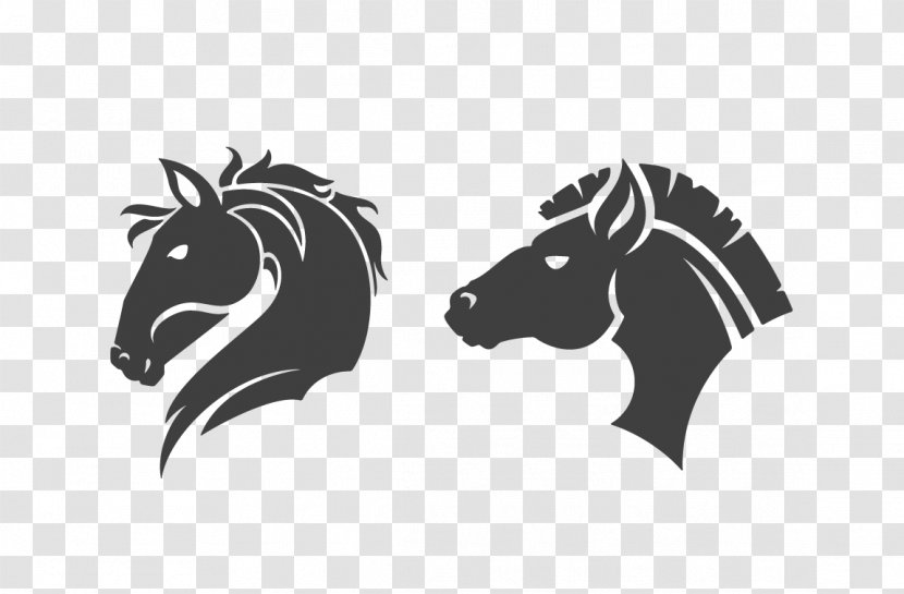 Mustang Stallion Logo Clip Art - Monochrome - Vector Black Horse Transparent PNG