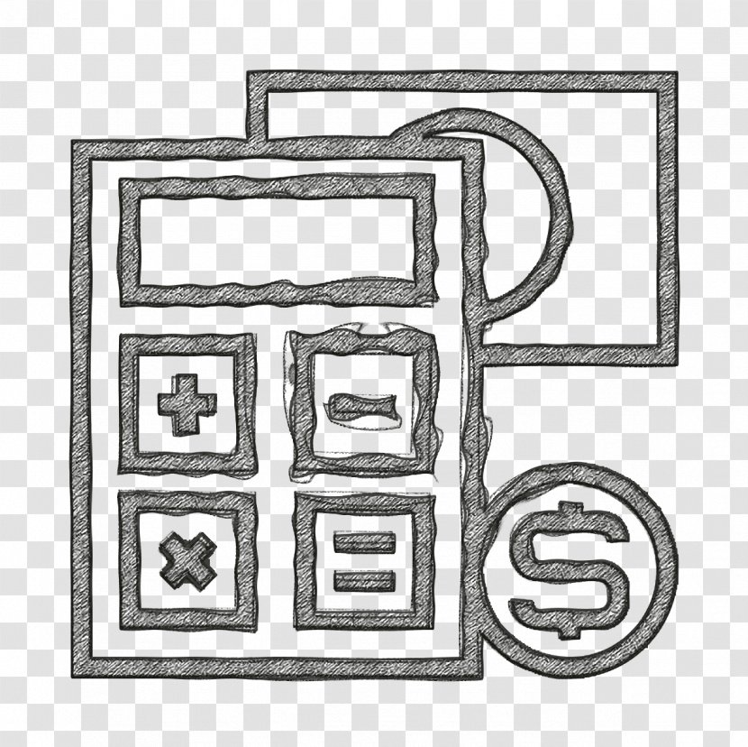 Accounting Icon Calculator Cash - Line Art Rectangle Transparent PNG
