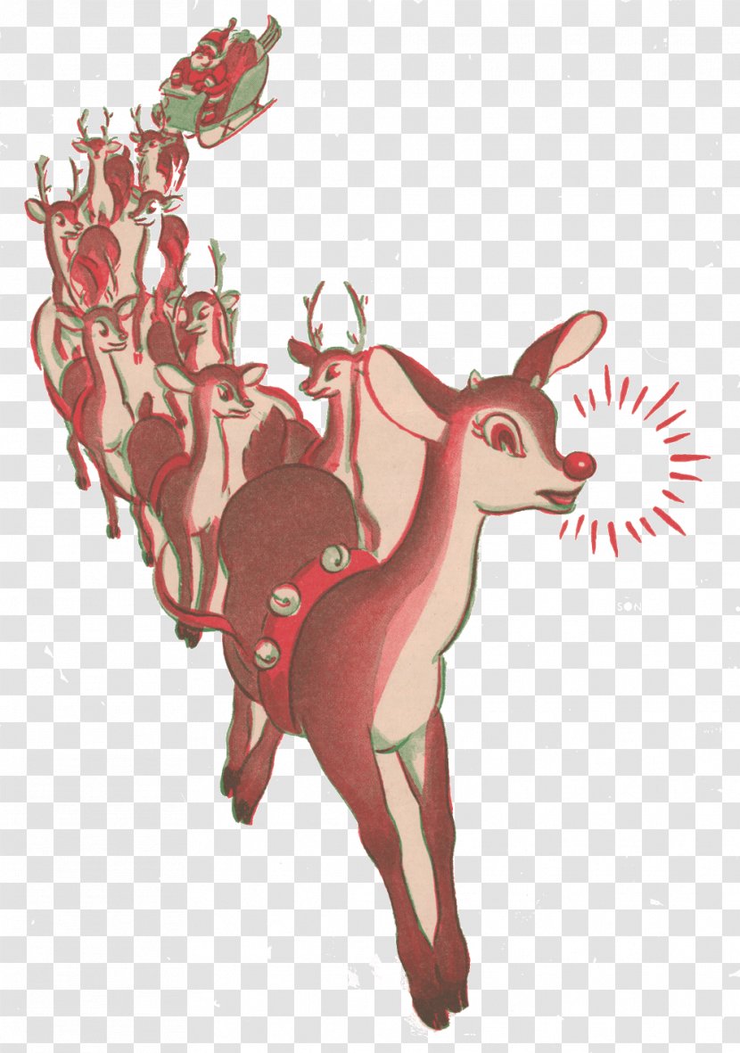 Rudolph The Red-Nosed Reindeer Santa Claus Christmas - Deer Transparent PNG
