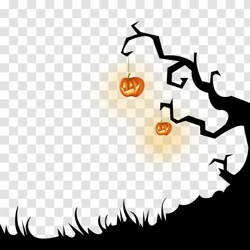 Halloween October 31 Clip Art - Pumpkin - Dead Tree Cutout Free HD Clips Transparent PNG