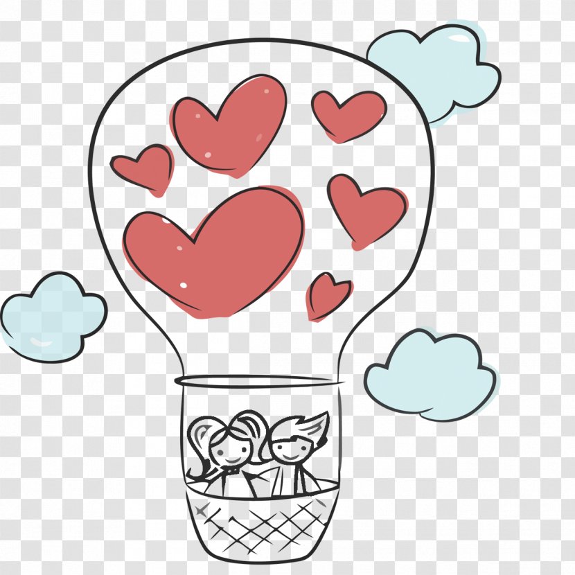 Balloon Clip Art - Cartoon - Vector Creative Hand-painted Valentine Hot Air Transparent PNG