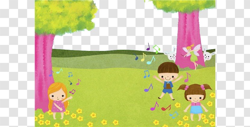 Grass Cartoon Drawing Child - Play - The Children Are Playing On Transparent PNG