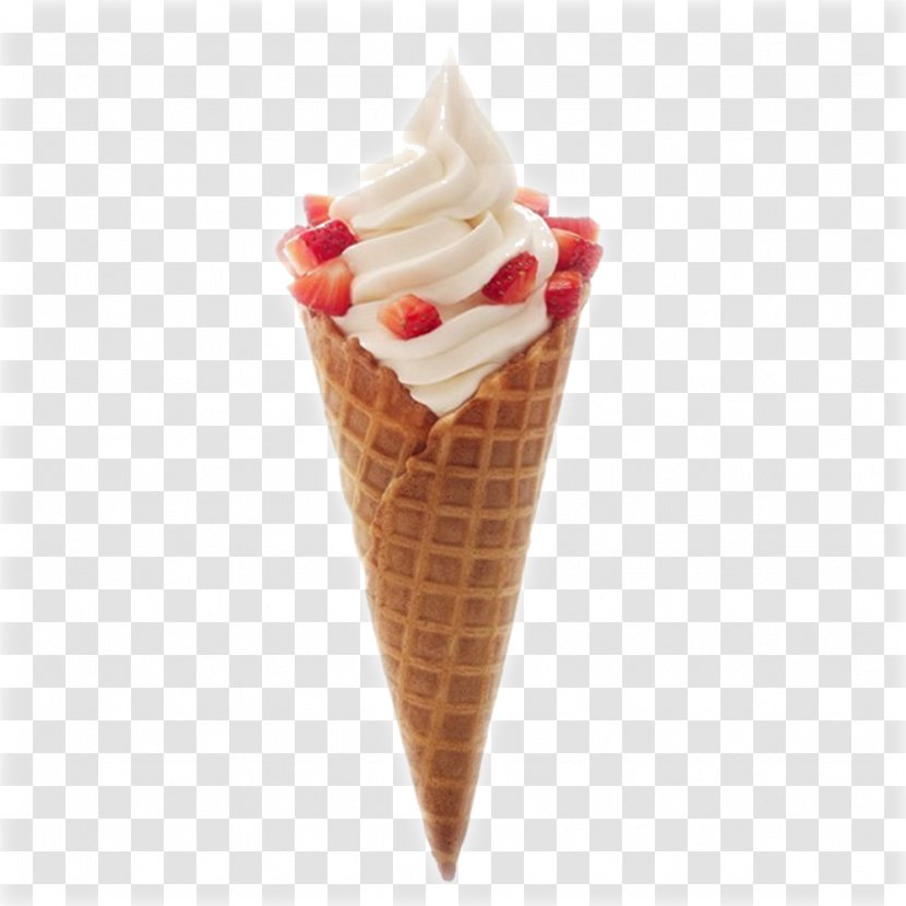 Smoothie Frozen Yogurt Ice Cream Cones Parfait Waffle - Pinkberry - Strawberry Top Transparent PNG