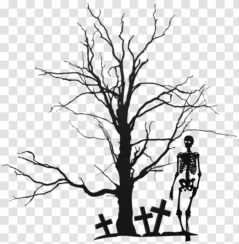 The Halloween Tree Clip Art - Twig - And Skeleton Clipart Image Transparent PNG